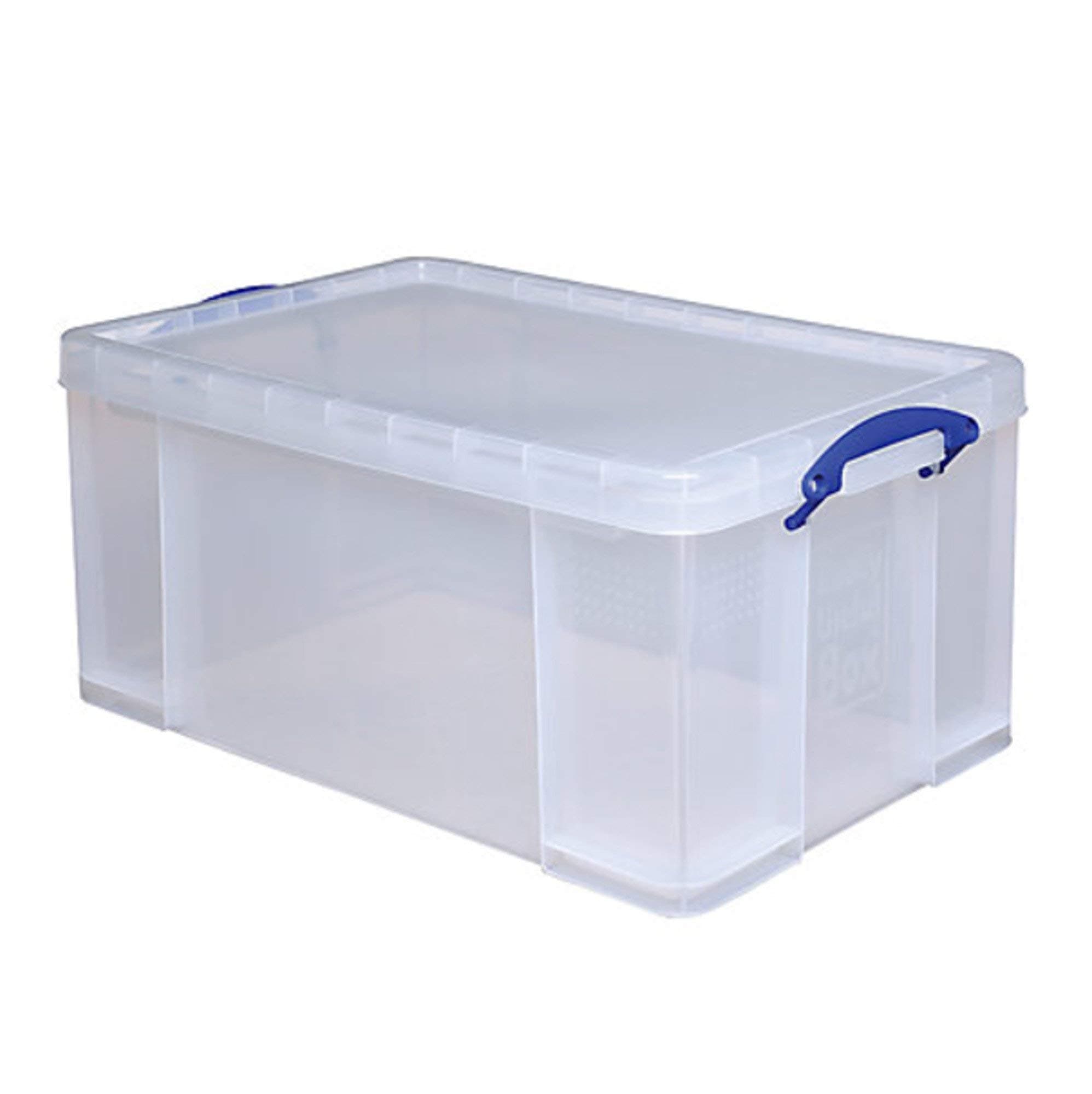 Product Clear Transparent Plastic Storage Box, 64 Liters Features Attached Handles Make It Easy to Carry - Set of 2