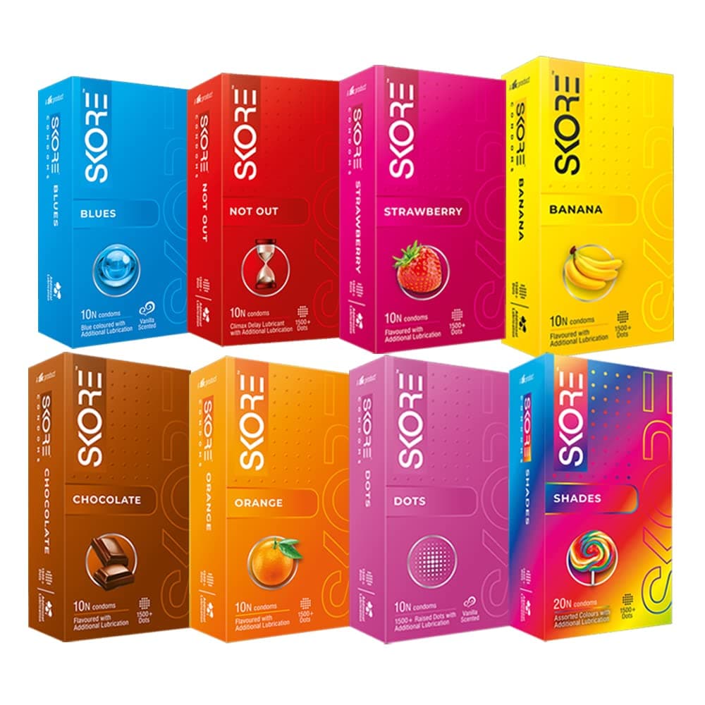 Skore Premium Multi Variety Condoms Combo - 10 Count (Pack of 8)