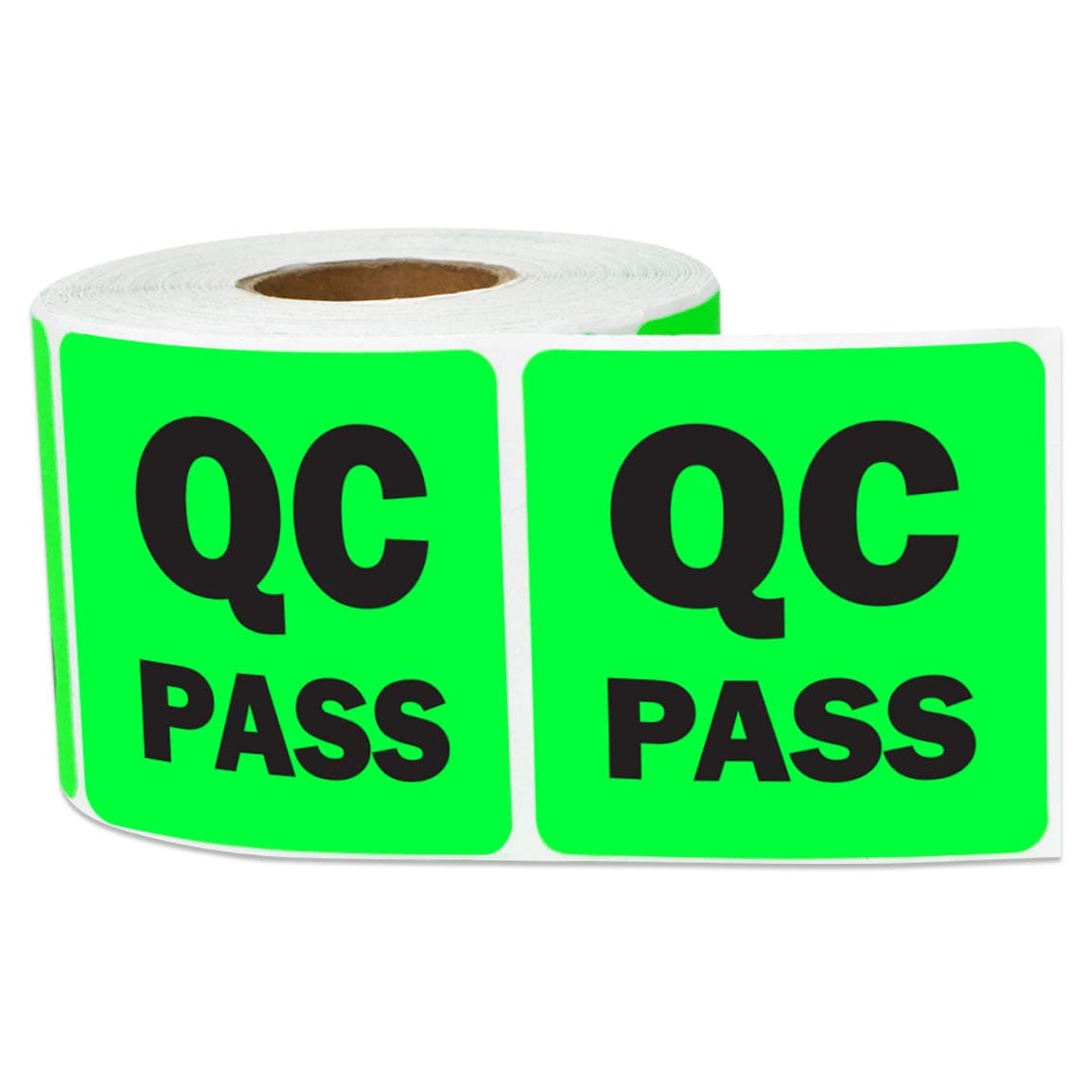 300 Pieces 2"x 2" Quality Control - Pass Label QC Approval Sticker Production Line Labels for Warehouses, Inspection, Inventory Marker - Green
