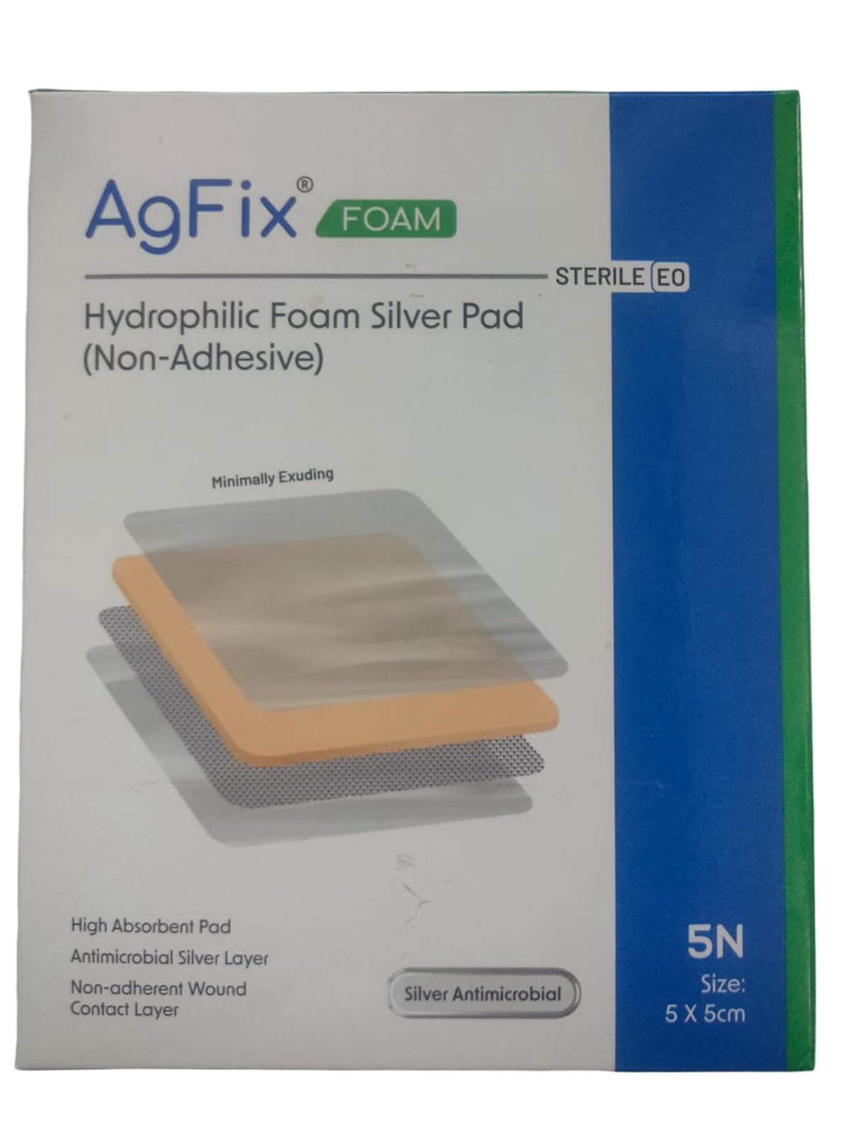 - Foam Silver Wound Dressing, AGFIX Dyna Size : 5x5cm, pack of 5