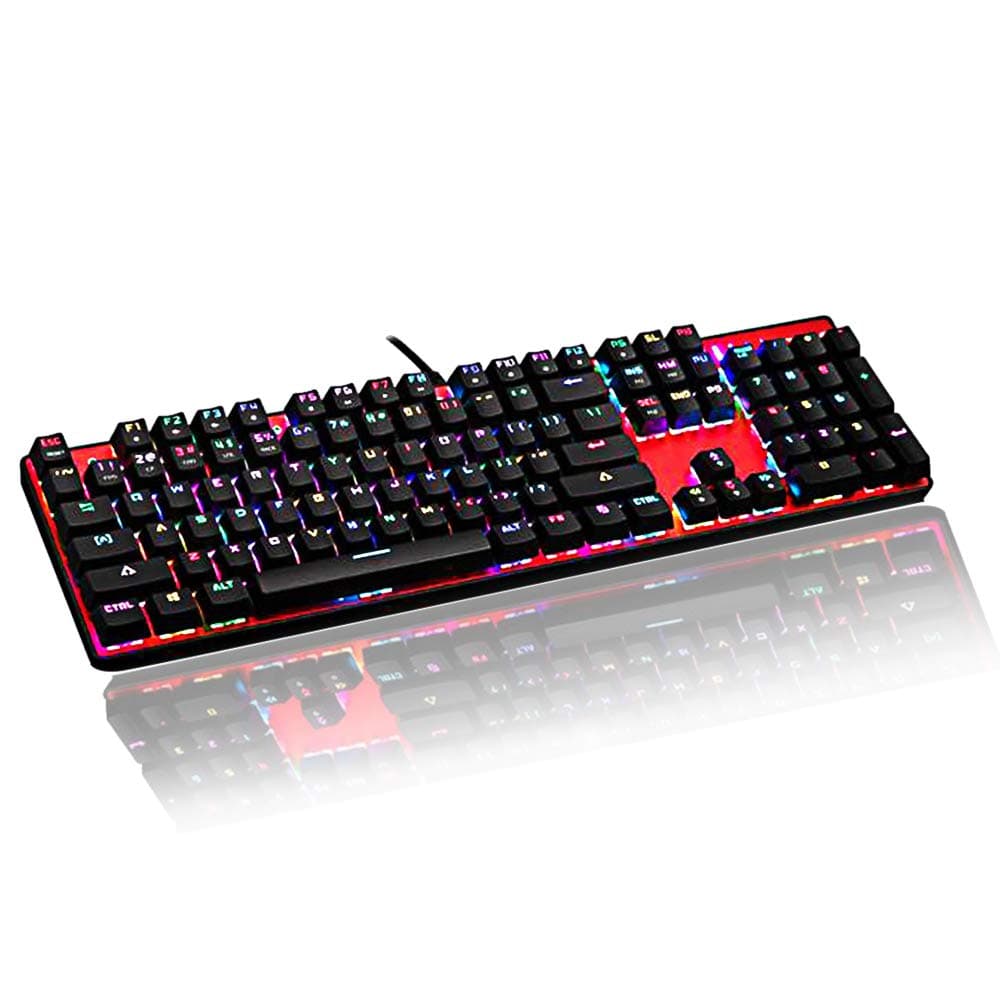 Mechanical Keyboard,drunkilk Gaming Keyboard with Blue Switches, Computer Keyboard with 104 Keys RGB Backlit for playing games