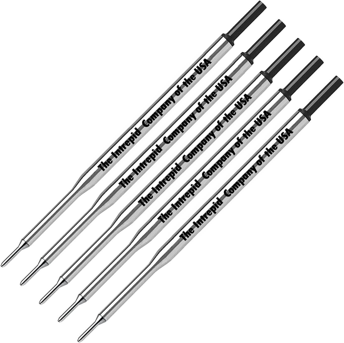 Intrepid 5 Genuine flawless flow medium Point Refills for Papermate Lubriglide, Aspire, PhD Pens, Bulk Packed (BLACK)