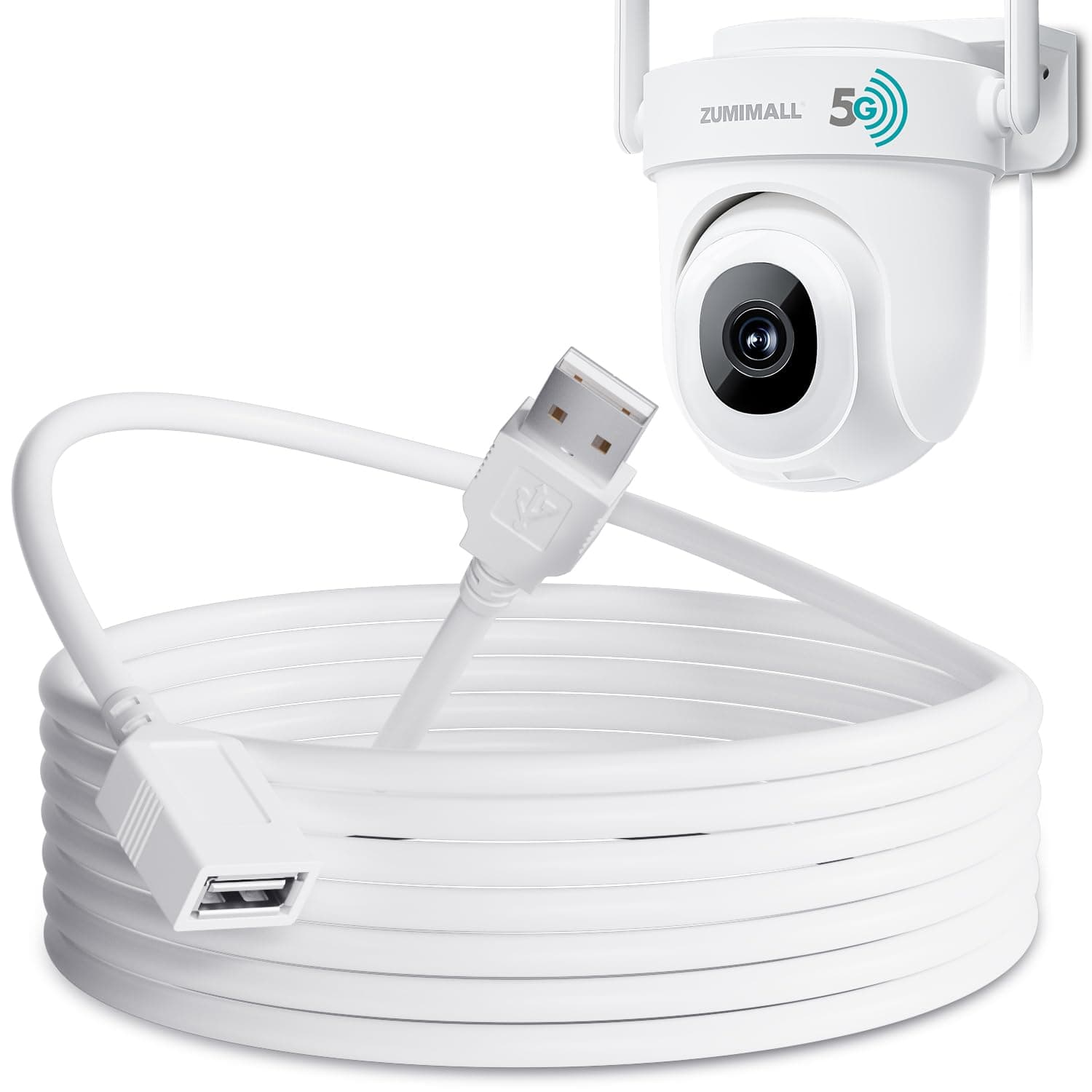 ZUMIMALL 10FT USB Extension Cable for Security Camera Outdoor, USB Extension Cable Male to Female Cord, 3 Meter USB Extender (No Camera), High Data Transfer Compatible with Wired Security Camera