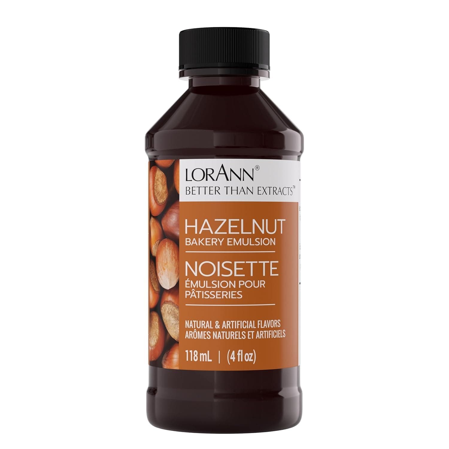 LorAnn Oils Hazelnut Bakery Emulsion: True Essence, Ideal for Boosting Fruit Tones in Cakes, Cookies & Desserts, Gluten-Free, Keto-Friendly, Extract Substitute Essential for Your Kitchen, 4 Oz