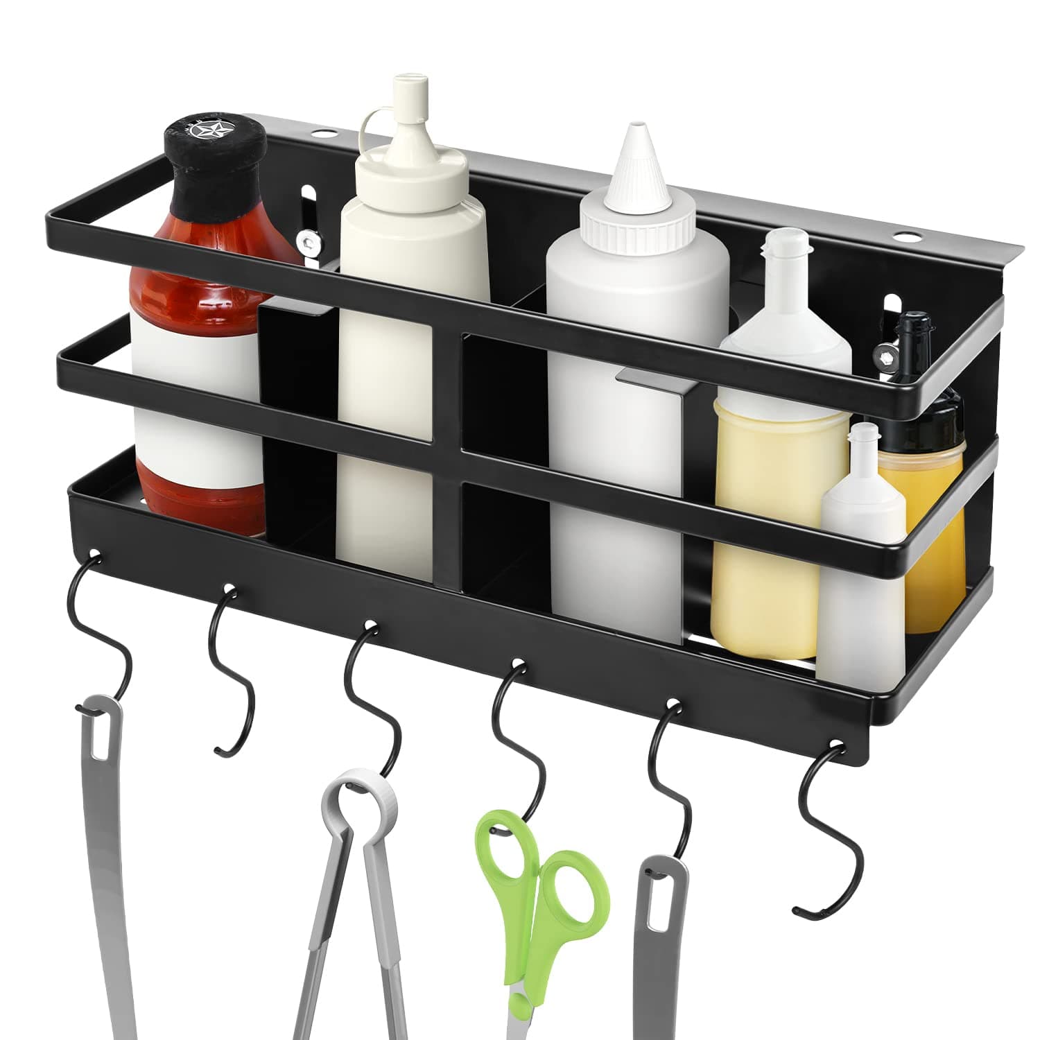 KGDJS Grill Caddy, Upgraded BBQ Caddy Designed for 28"/36" Blackstone Griddles, Removable Griddle Caddy, Space Saving BBQ Accessories Storage Box, Free Drilling Hole & Easy to Install -Black