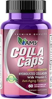 America Medic & ScienceColla Caps (60 Caplets) | Collagen and Hyaluronic Acid Supplement with Vitamin C | for Men and Women | Repairs and Restores Skin Elasticity | Promotes Healthy Hair Growth