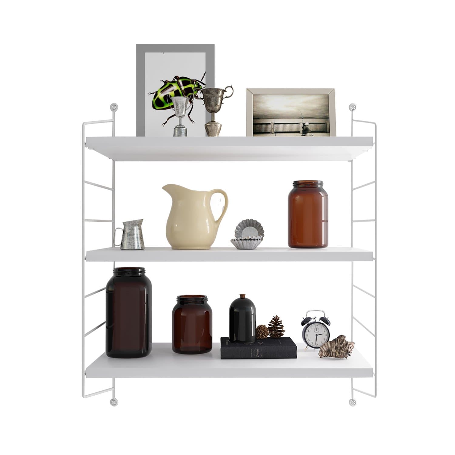 WeshineGadgets Modern Design 3-Tier Wall Mount Display Floating Wall Shelves Storage Rack Wall Rack Holder Rack,24"x8"White