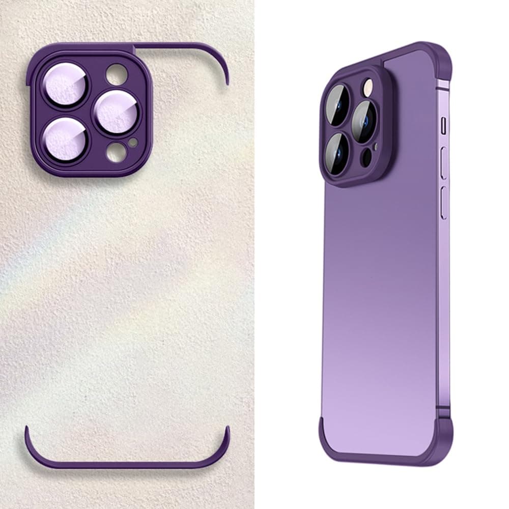 For iPhone 14 Pro Max Phone Case,ALLNEWELOOK Frameless Slim Cover,Camera Lens Protector Silicone Case, Ultra-Thin Lightweight Bumper, Drop Protection (For 14 Pro Max Purple)