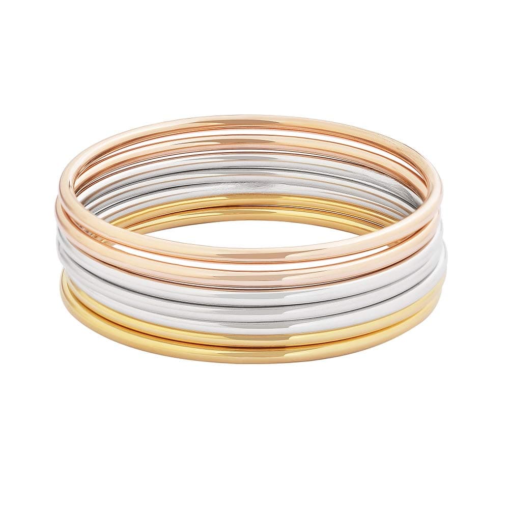 Glossy Thin Round Bangle Bracelet Set for Women, Set of 7