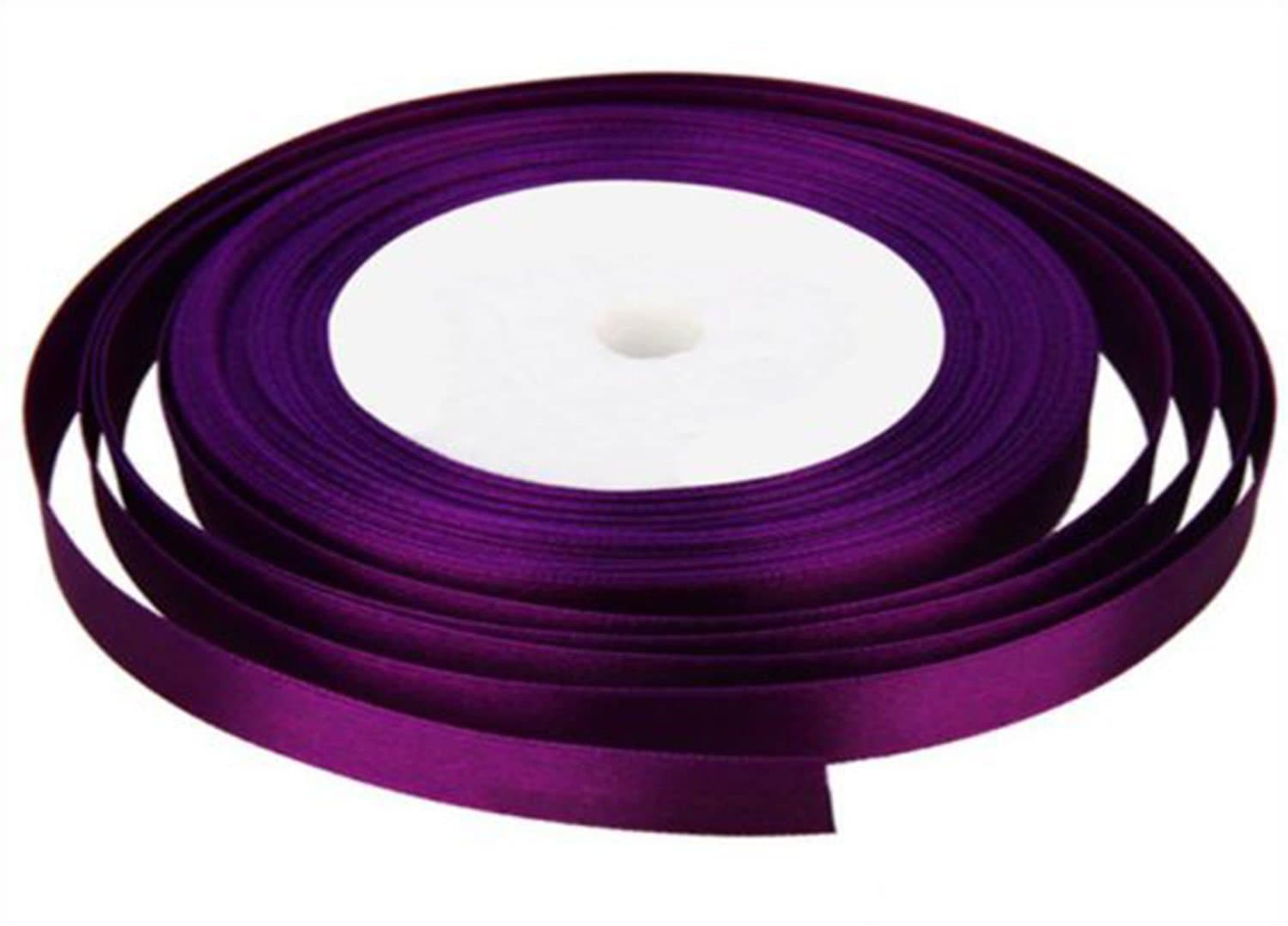 Satin Ribbon 12mm Reel 20m 40m Solid Colours Single Faced Stationery Crafting (Purple, 20m)