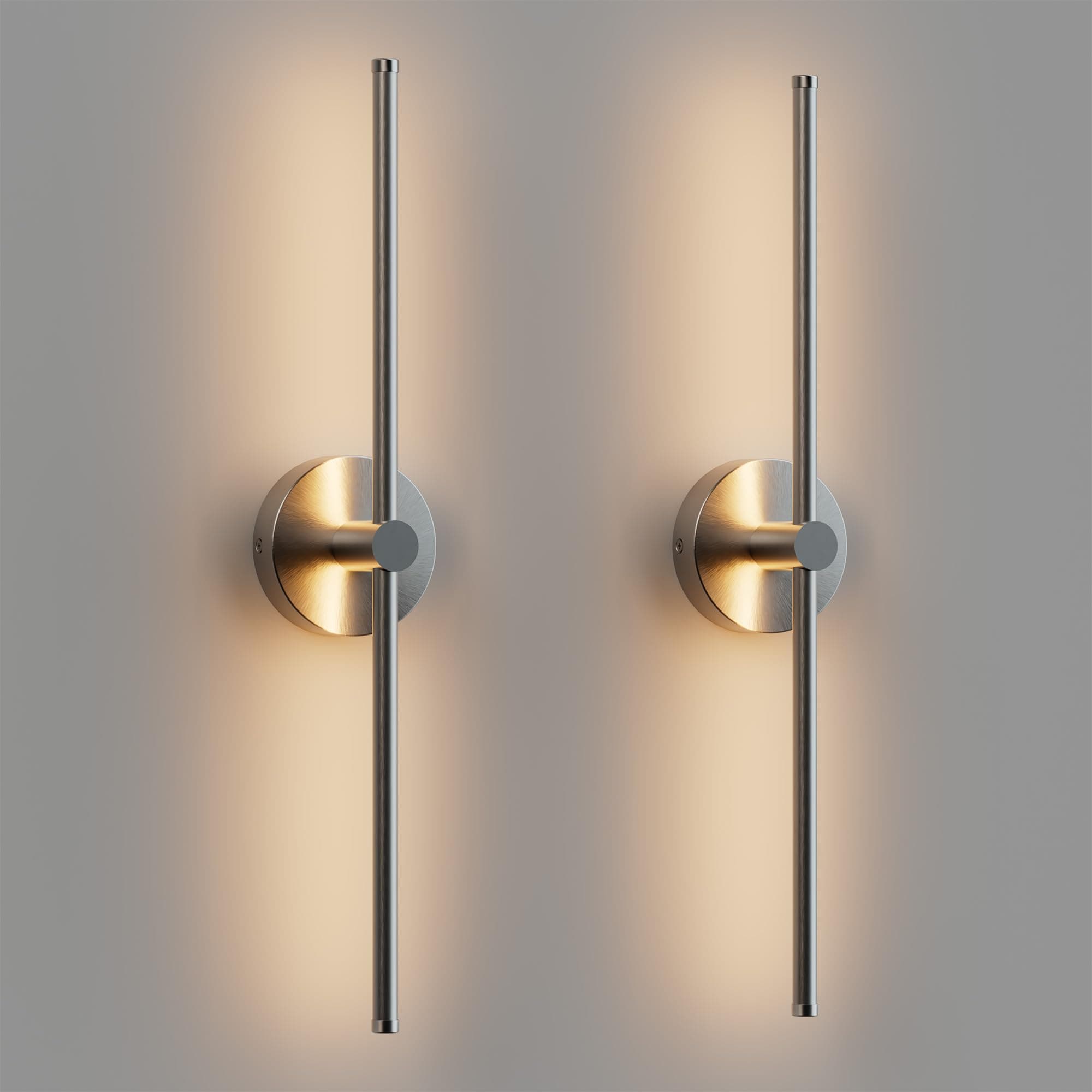 ZAGO 24 Inch LED Indoor Linear Wall Sconces Set of Two, 3CCT Switchable, Brushed Nickel, Hardwired and Wall Mounted, Dimmable for Living Room, Hallway, Bedroom, 120-277V, 14W, 900LM, ETL Certified