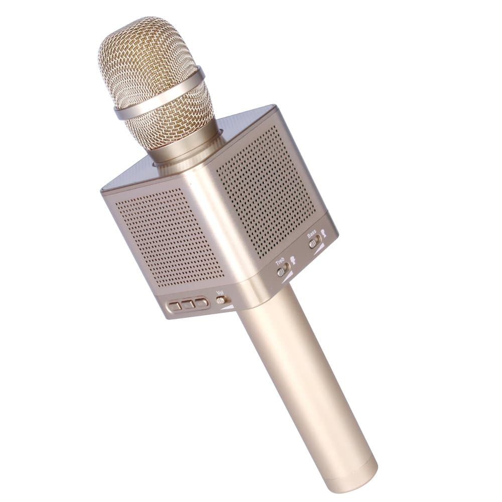 Original Micgeek Q10S bluetooth Wireless microphone Karaoke tool top quality (Gold)
