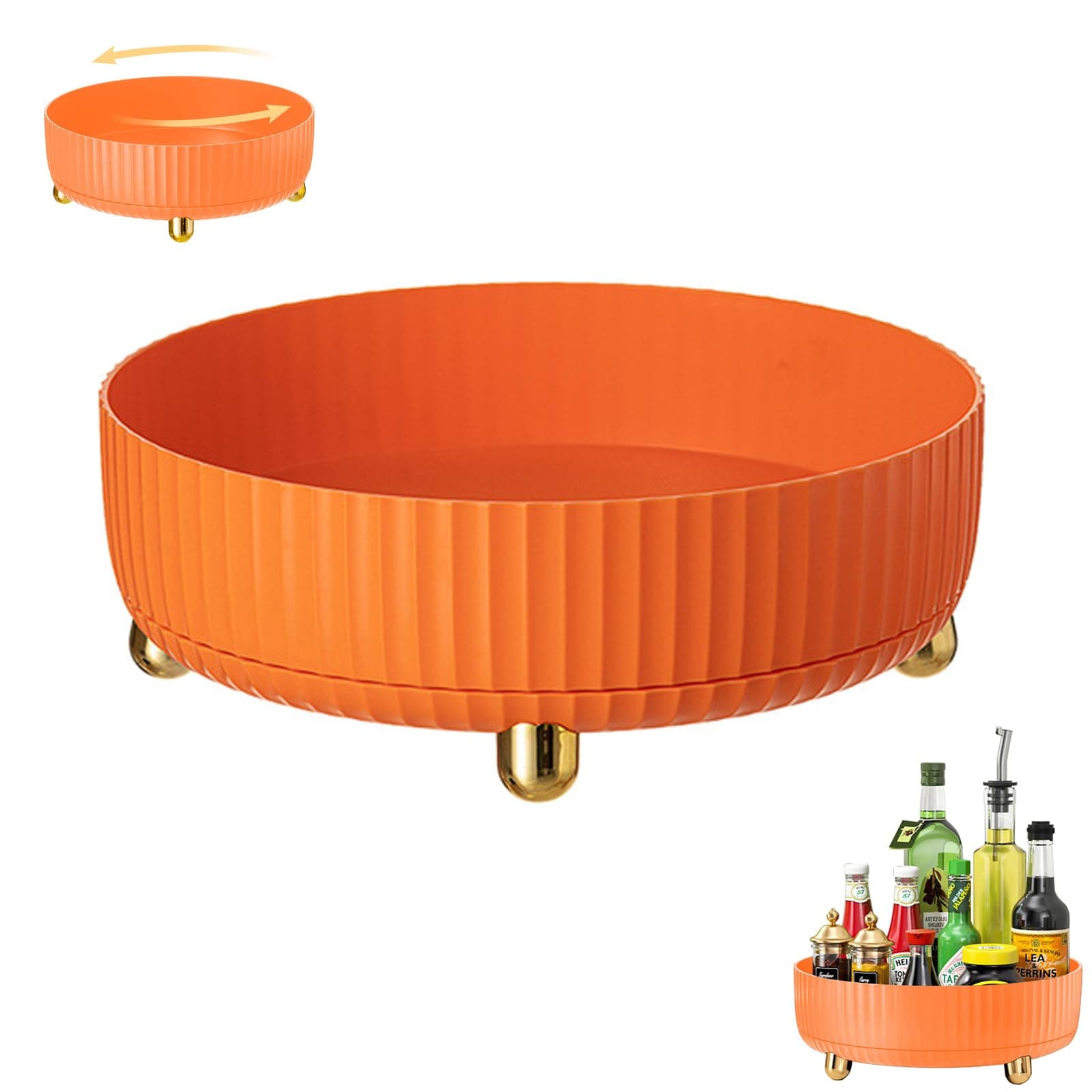 LyoveuRotating Spice Rack,Rotating Storage Rack,Detachable Easy To Install Rotating Spice Shelf Organizer Turntable,MultiFunctional Organizer Holder for Kitchen Dresser Bedroom Dormitory