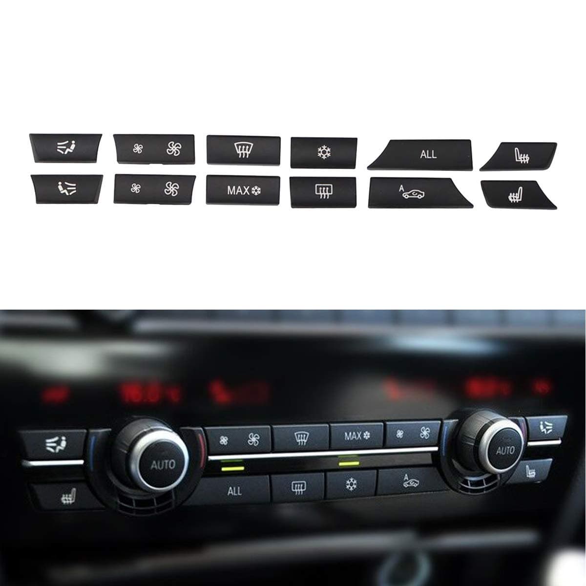 Set 12 Button Key Caps A/C Heater Switch Repair Kit for BMW 5 6 7 F10 F01 F12 Replace for part number 61319313923 931392