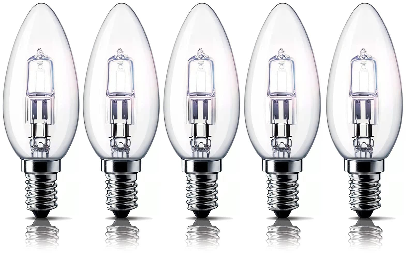 Belns Melns E14 42W Halogen Candle Light Bulbs, Small Edison Screw Bulb (SES) Dimmable Pack of 5