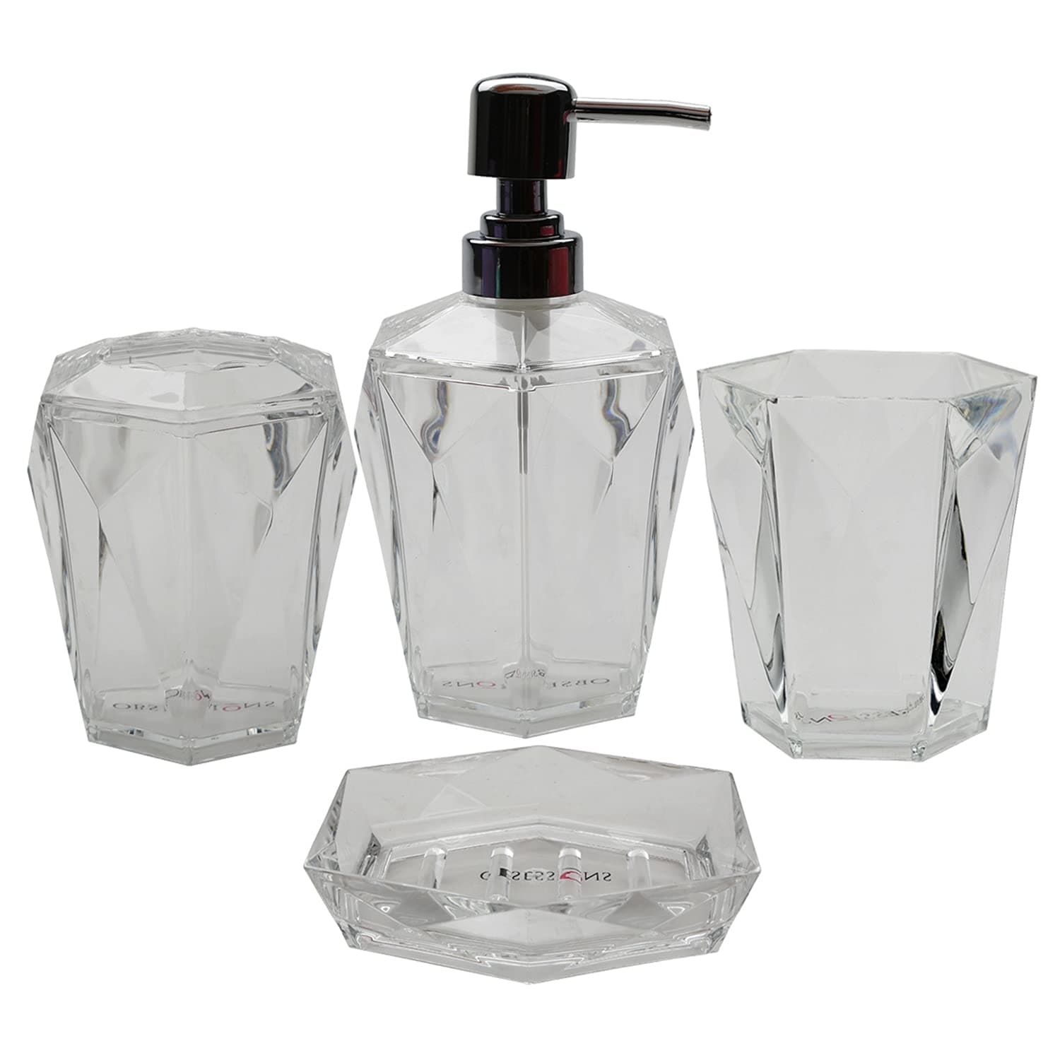 Obsessions Agua Crystal 4Pcs Bathroom Set_Transparent