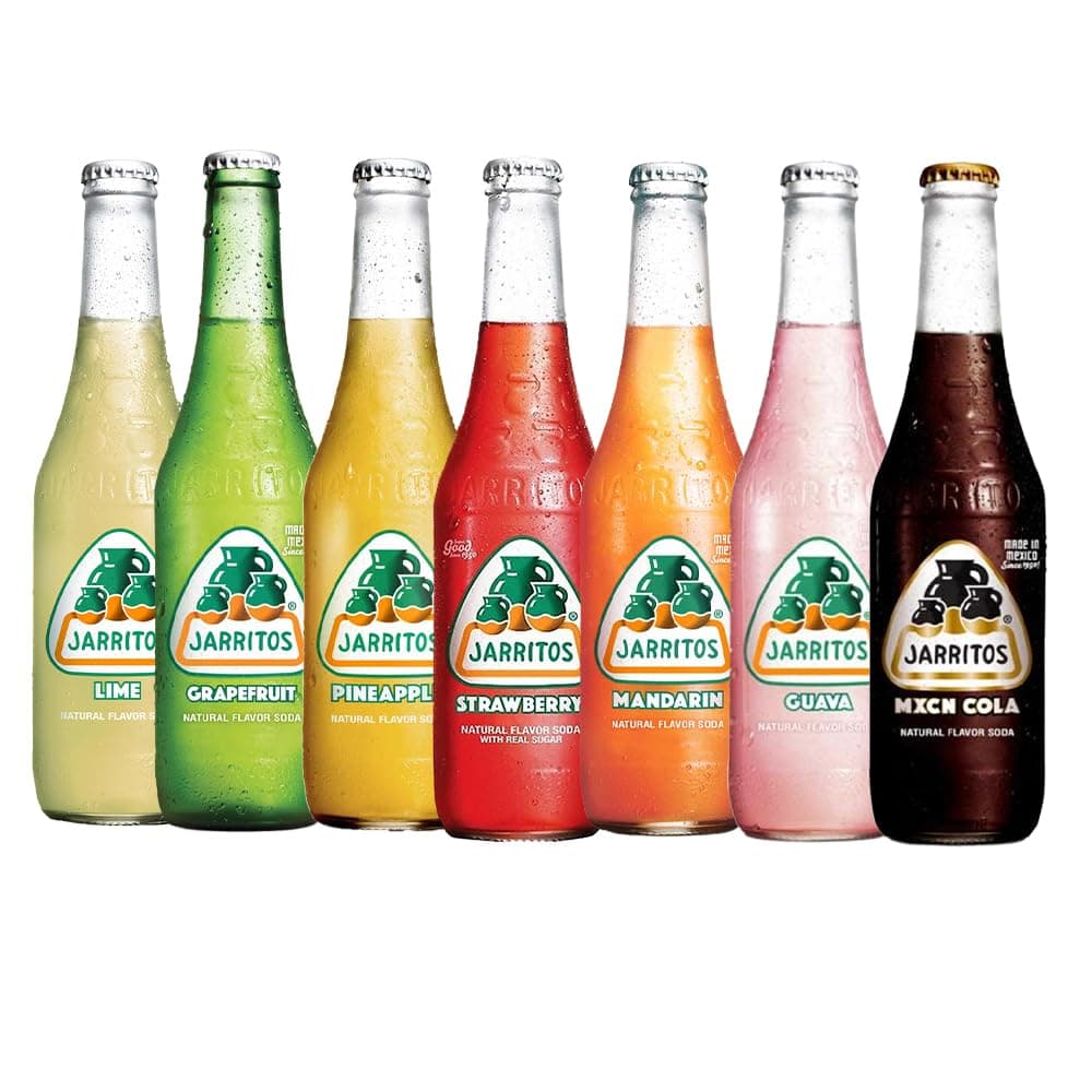 Jarritos Rainbow Kit/Jarritos Drinks Flavour Variety Pack, Grapefruit, Guava, Lime, Mandarin, Strawberry, Pineapple and Mexican Cola Soft Drinks
