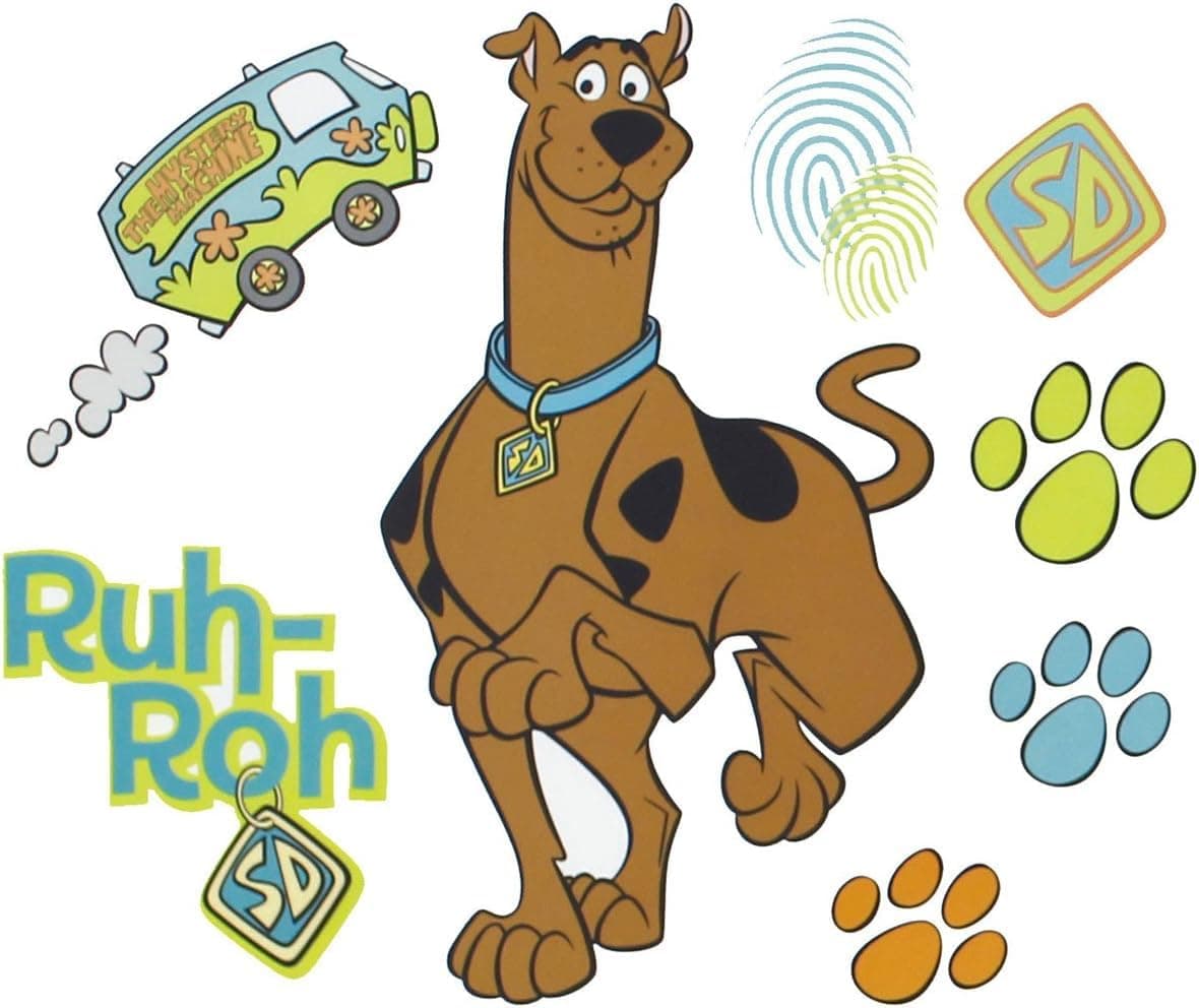 Scooby-Doo Self-Stick Wall Decals - 35 Peel and Stick Reusable Stickers Perfect for Classroom and Bedroom Decor