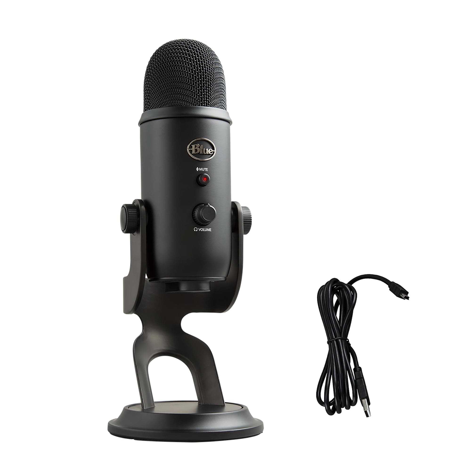 Blue Yeti Usb Mic For Recording & Streaming On Pc And Mac, 3 Condenser Capsules, 4 Pickup Patterns, Headphone Output And Volume Control, Mic Gain Control, Adjustable Stand, Plug & Play Â€“ Blackout