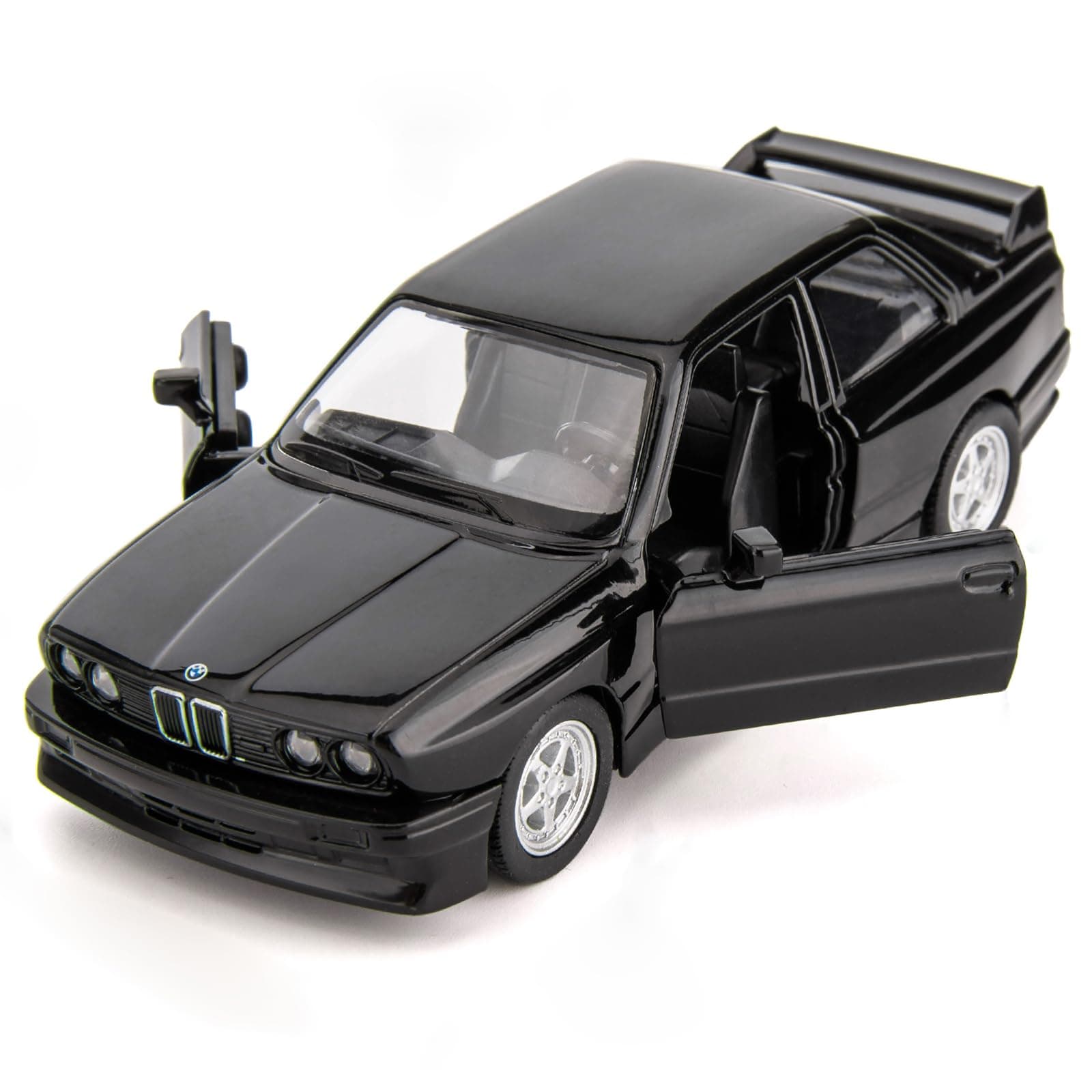 1:36 BMW M3 1987 Toy Car, Diecast Pull Back Model Car, Doors Open, Collection Kids Toy for Aged 3 and up, Gift Black