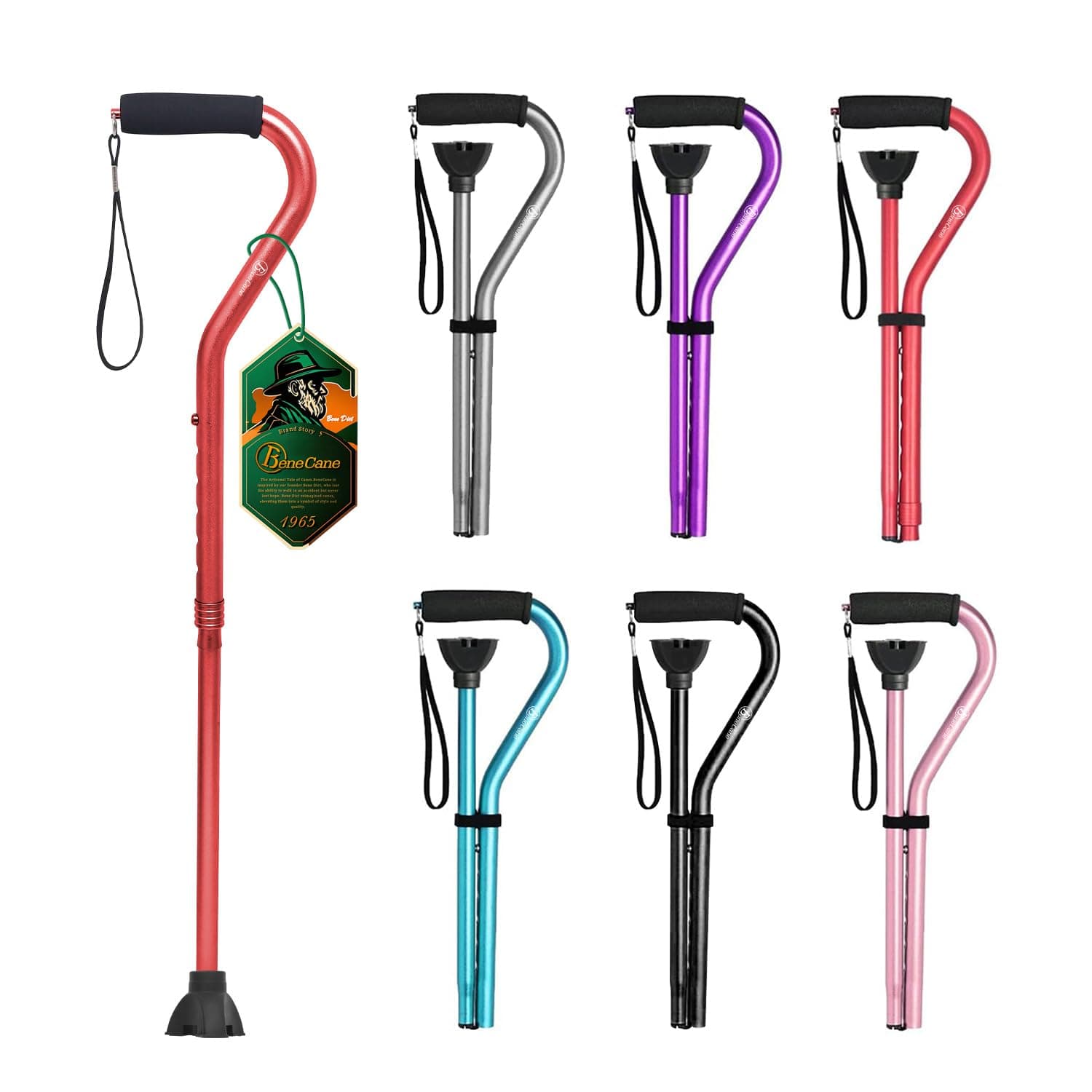 Walking Cane for Men & Women Adjustable Cane with Offset Soft Cushioned Handle -Portable Lightweight Sturdy Mobility Walker Aid for Elderly, Seniors Collapsible Cane