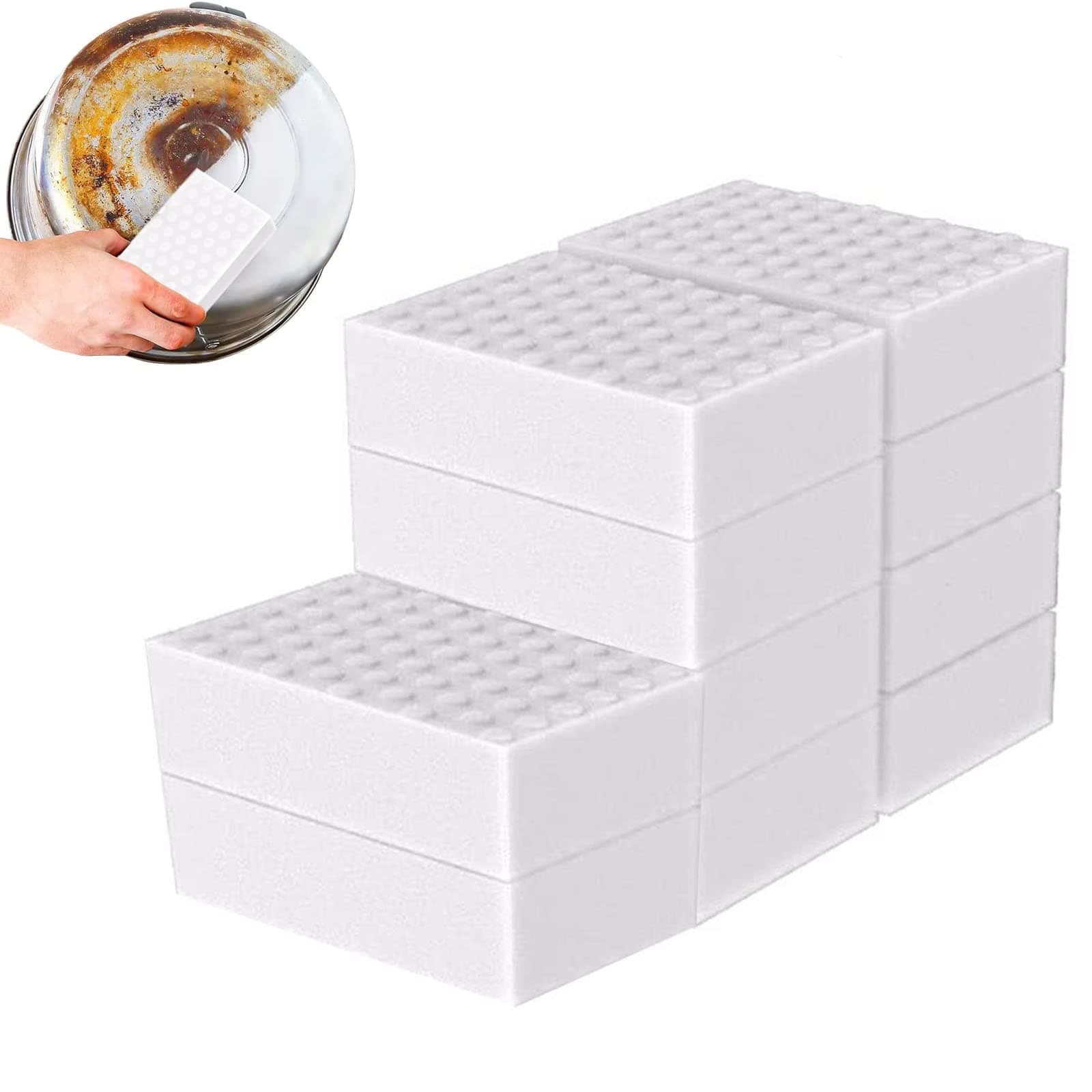 HBSTUDIO Extra Large Magic Cleaning Sponges Eraser, Sponge Foam Cleaning Pads,Dish,Household Cleaning Sponge for Kitchen,Bathroom,2X Density(10PCS,10 x 7 x 3cm)