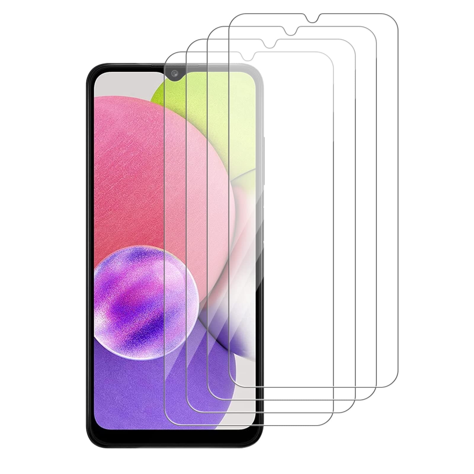 [4 Pack] iCsapr Glass Screen Protector Compatible for Samsung Galaxy A03s /Galaxy A03 Core /Galaxy A03[9H Hardness]-HD Screen Tempered Glass, Scratch Resistant, Easy Install [Case Friendly][Bubble Free]