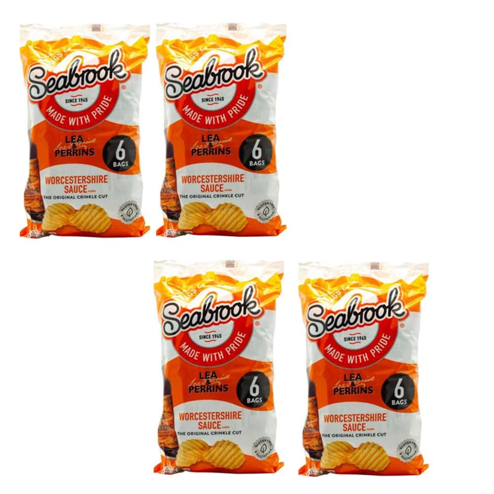 Various Flavor Crisps Chips 6 Pack x 25g (Lea & Perrin, 04 Packs(24 mini bags))