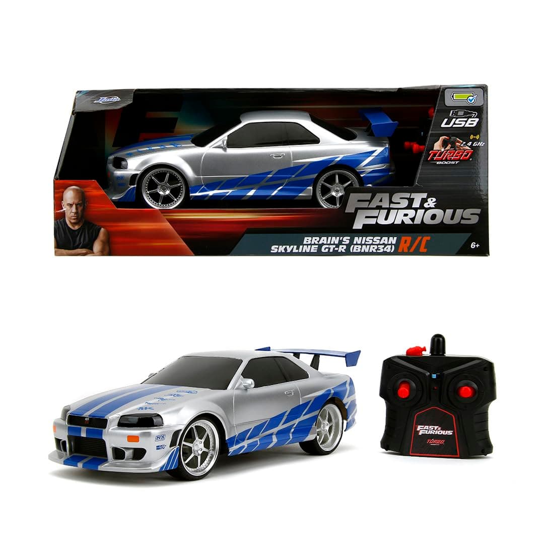 Brian Skyline GT-R Model Car R/C Remote Control Fast and Angry Original Toy 1:16 Scale 29 cm Jada Toys Fast and Furious