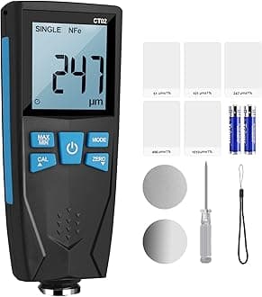 CAMWAY Car Paint Thickness Meter,Fe/Nfe Probe Digital Coating Thickness Gauge,Automatically Identify Substrate,0~1500um/0~59mil,Mil Thickness Meter for Metal,Non-Conductive Coating