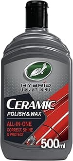 Turtle Wax Hybrid Solutions Ceramic Car Polish and Wax, 400ml, Pack of 1, Provides Protection, Water Repellency and Long Lasting Shine, Minor Scratch Remover, Hand or Machine Application