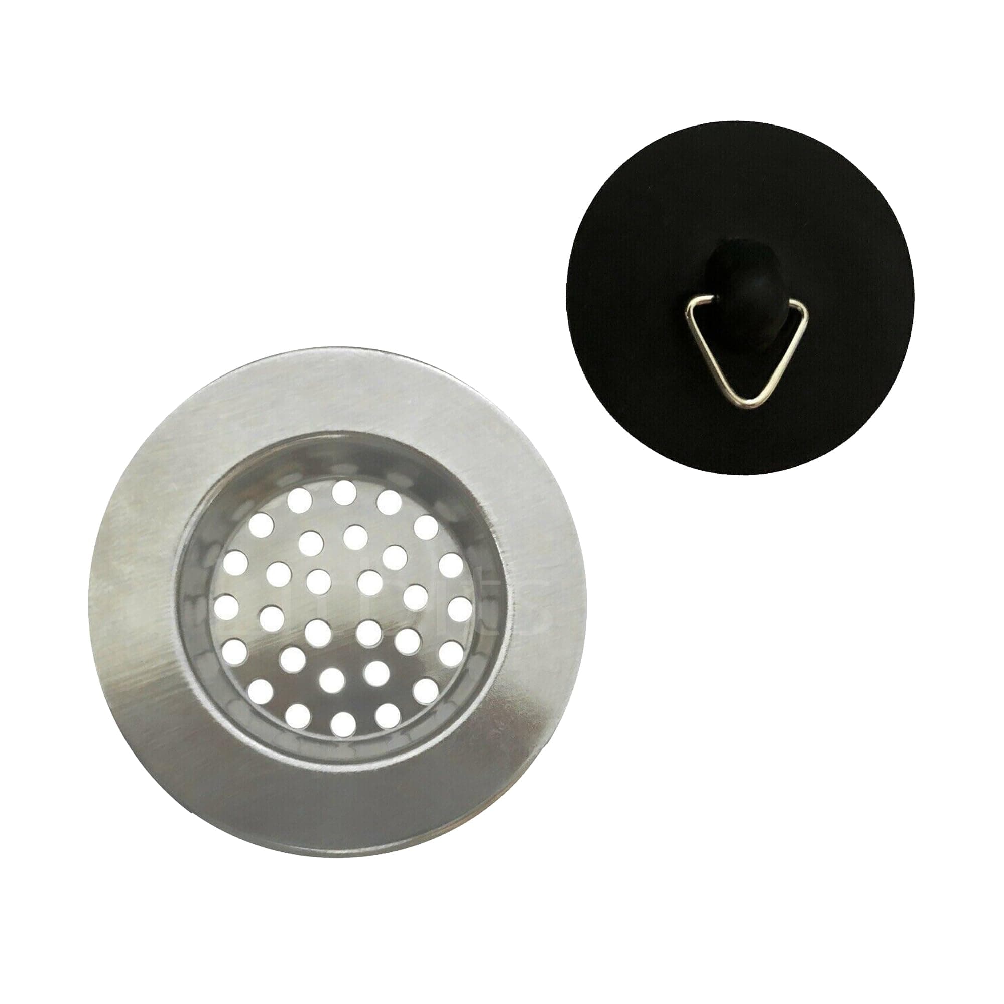 2 Pc Set of Sink Basin Strainer Plug Waste Plug Trap Filter Stainless Steel