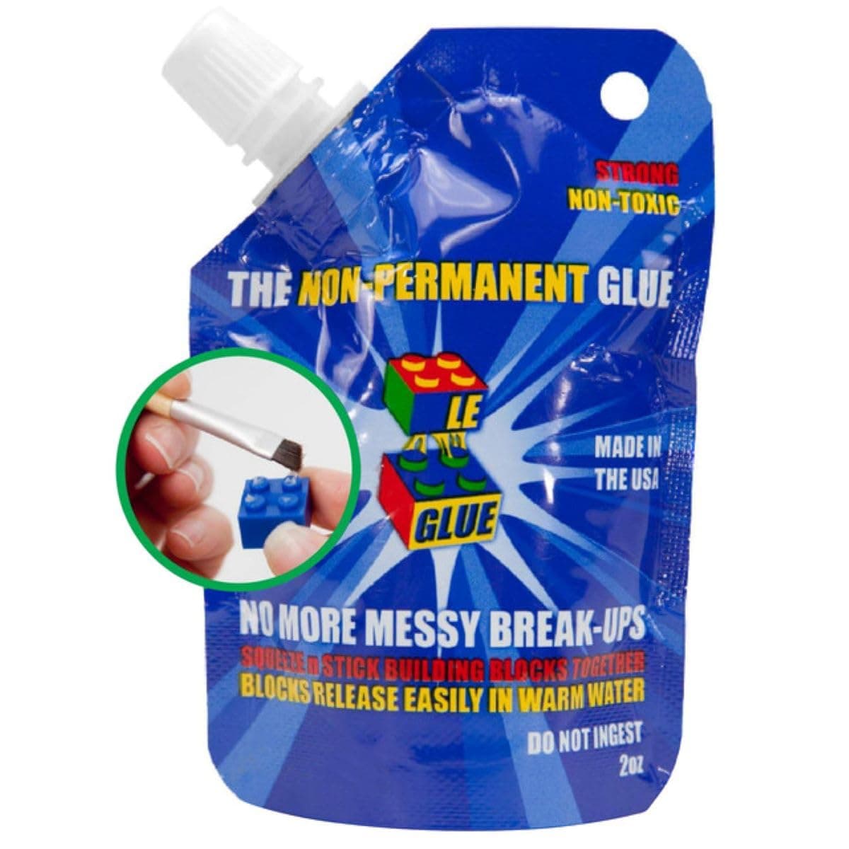 Le-Glue Le Glue Temporary Glue – Non-Permanent Adhesive for Plastic Building Blocks, No More Messy Break-Ups – Safe, Non-Toxic Formula – As Seen on Shark Tank, Created for Kids, by a Kid