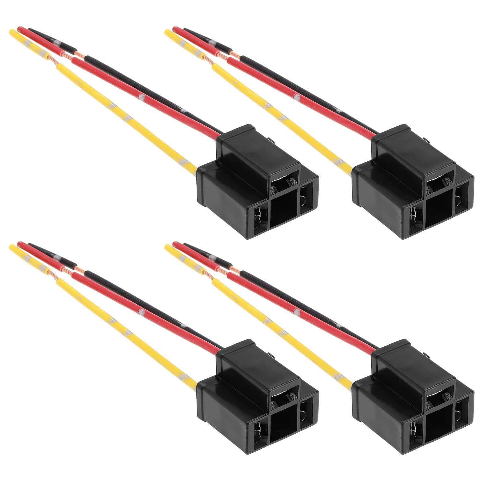 4Pcs Headlight Wiring Connector Replacement Compatible with H4 HB472 472 Bulbs 3 Pin Headlight Repair Lamp Harness Connector Plug Cable Socket