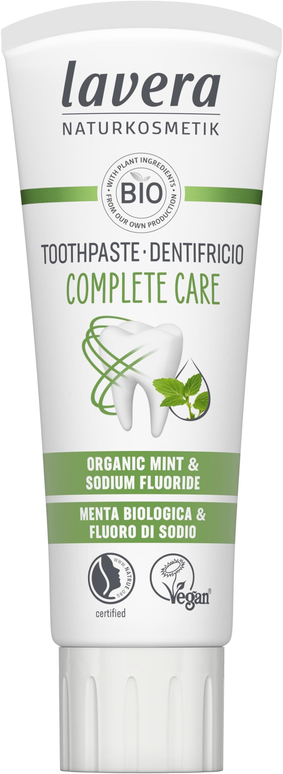 lavera Toothpaste Complete Care - 5 in 1 Protection - Without Titanium Dioxide - Organic Mint & Sodium Fluoride - Vegan - Natural Cosmetics - 75 ml