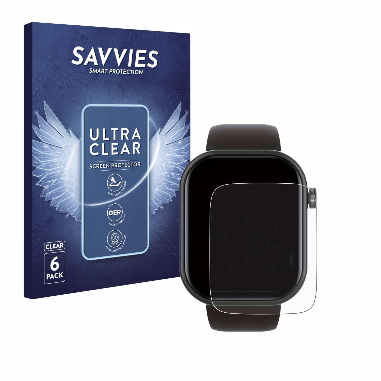 Savvies 6 Pack Screen Protector compatible with Smartwatch IDW13 / IDW15 / IDW19 1.8" Protection Film Clear