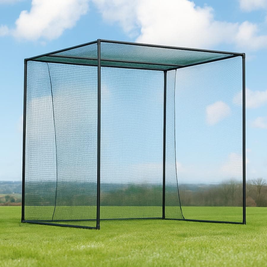 FORB Freestanding Golf Cage & Net 10ft x 10ft x 10ft | Home Driving Range | Outdoor High-Impact Hitting Cage with Premium Netting, Impact Panel & Strong Steel Frame