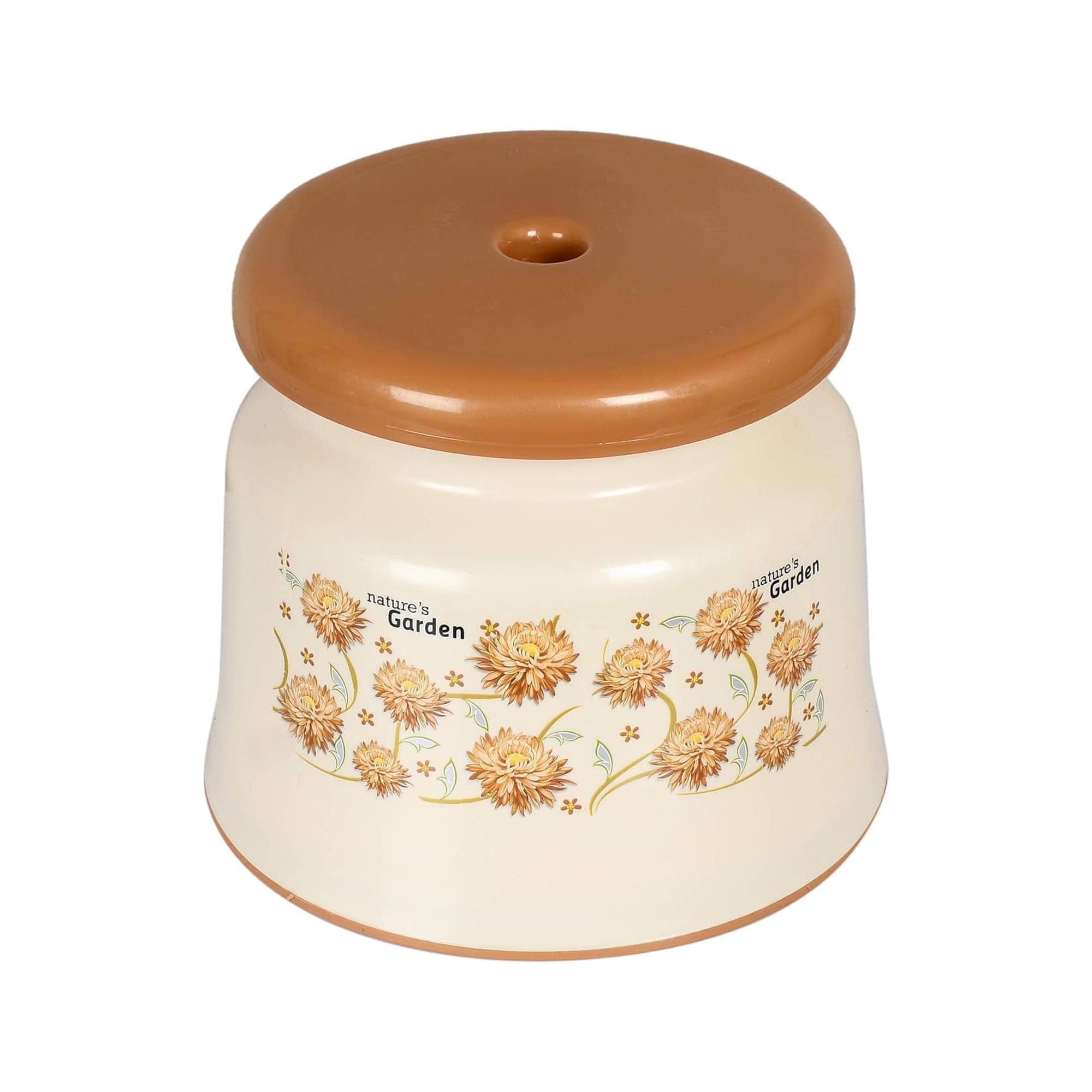 Kuber Industries Bathroom Stool | Plastic Stool for Bathroom | Stool for Sitting | Anti -Slip with Strong Bearing | Patla for Toilet | Printed Design | Cream, 24cm, 23cm