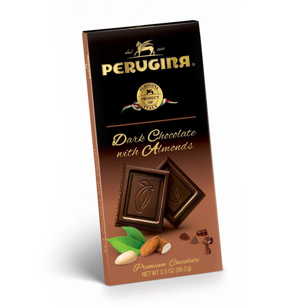 Perugina Dark Chocolate with Almonds Bar 3.5 oz each (1 Item Per Order)