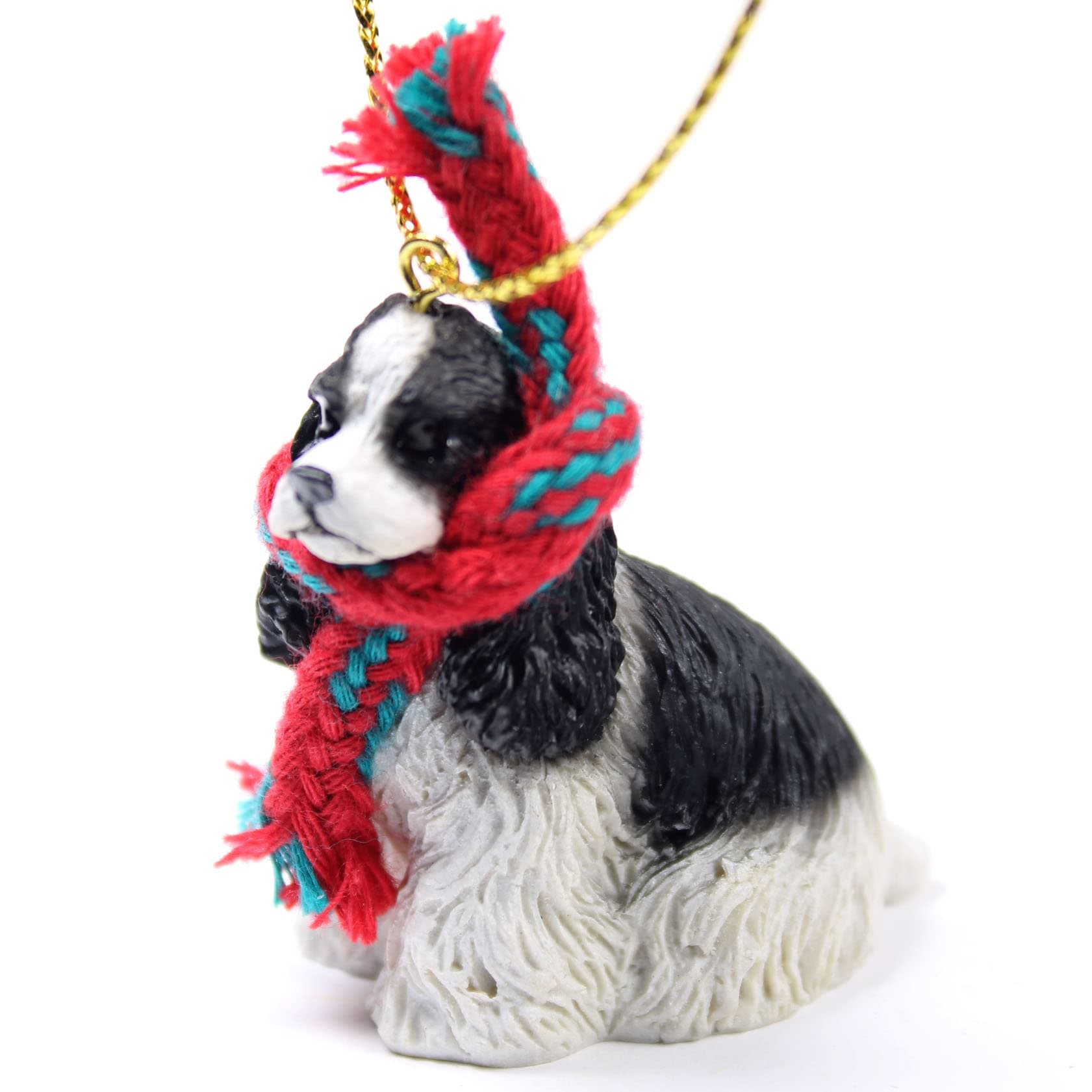 Cocker Spaniel Tiny Miniature One Christmas Ornament - Delightful! (Black-White)