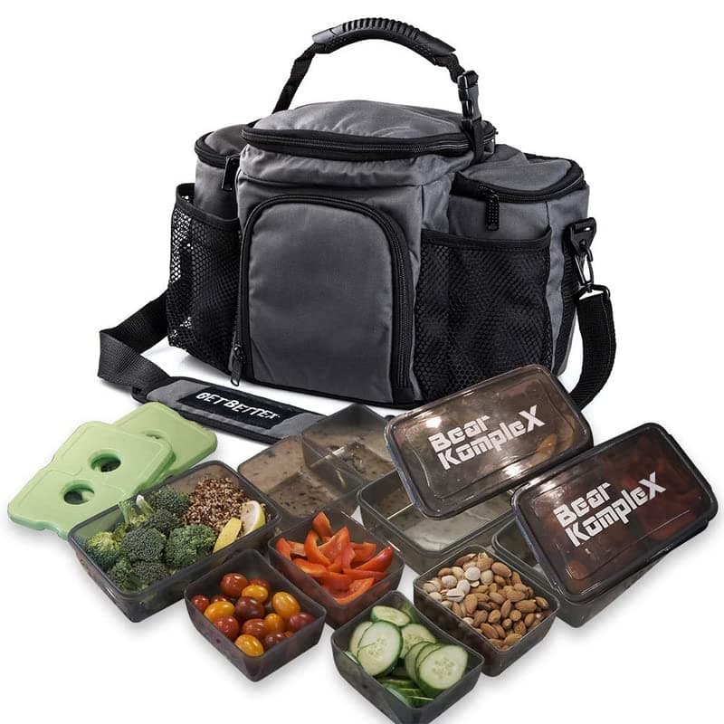 Insulated Meal Prep Lunch Box for Men, Durable Large Gym Lunch Bag with 3 Stackable Containers & Ice Pack, Waterproof, Dishwasher Safe, Microwave Safe Meal Prep To Go Bag,
