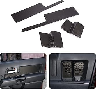 Car Interior Door Panel Trim Cover Compatible with Toyota FJ Cruiser 2007-2021 ABS Front Rear Door Panel Moulding Trim Cover Inner Handle Protection Accessories, 4PCS, Carbon Fiber Pattern