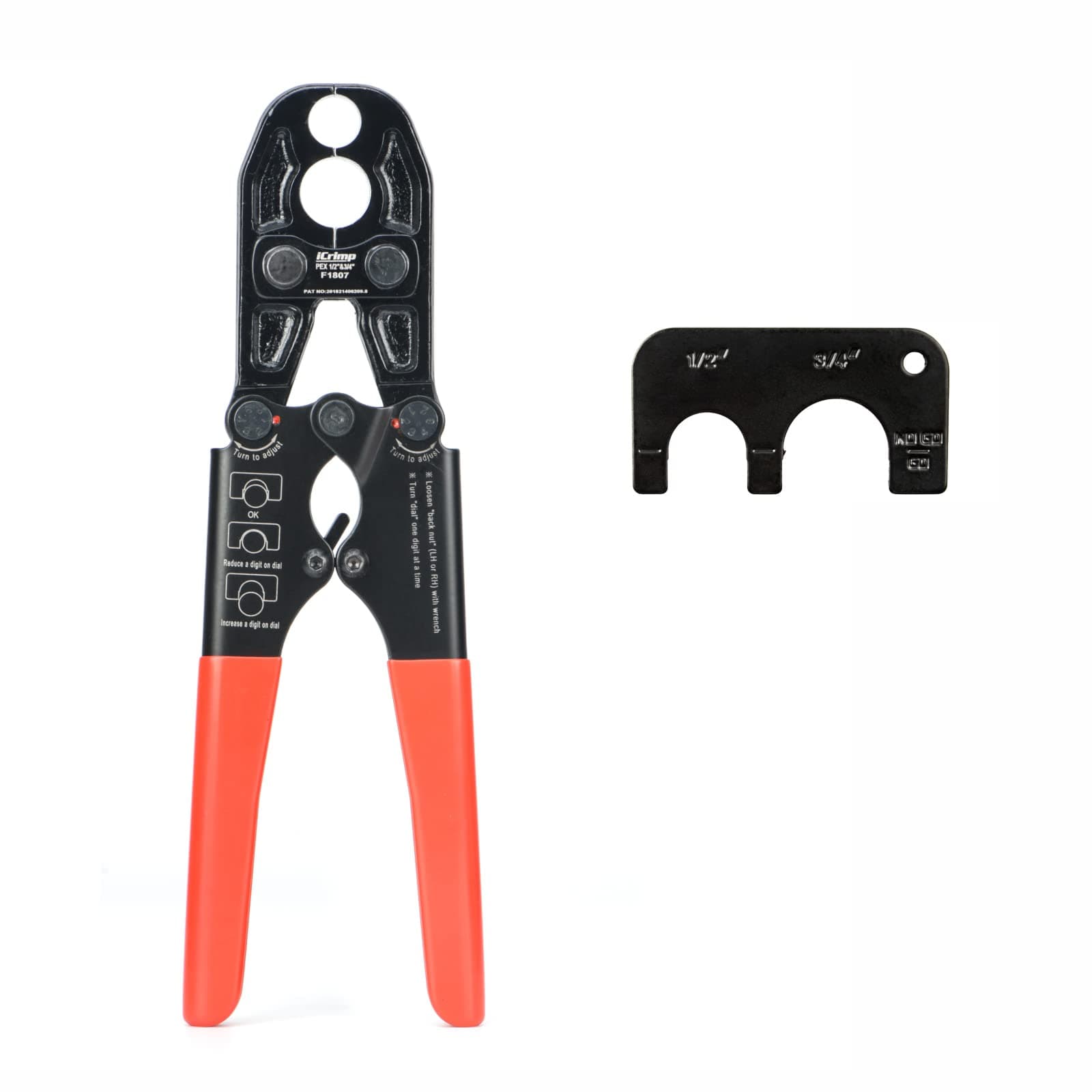 IWISS/iCrimp PEX Pipe Copper Ring Crimping Tool Kit for 1/2 in, 3/4 in Crimp Rings, Meets F1807 Standard (13" Combo PEX Crimper)