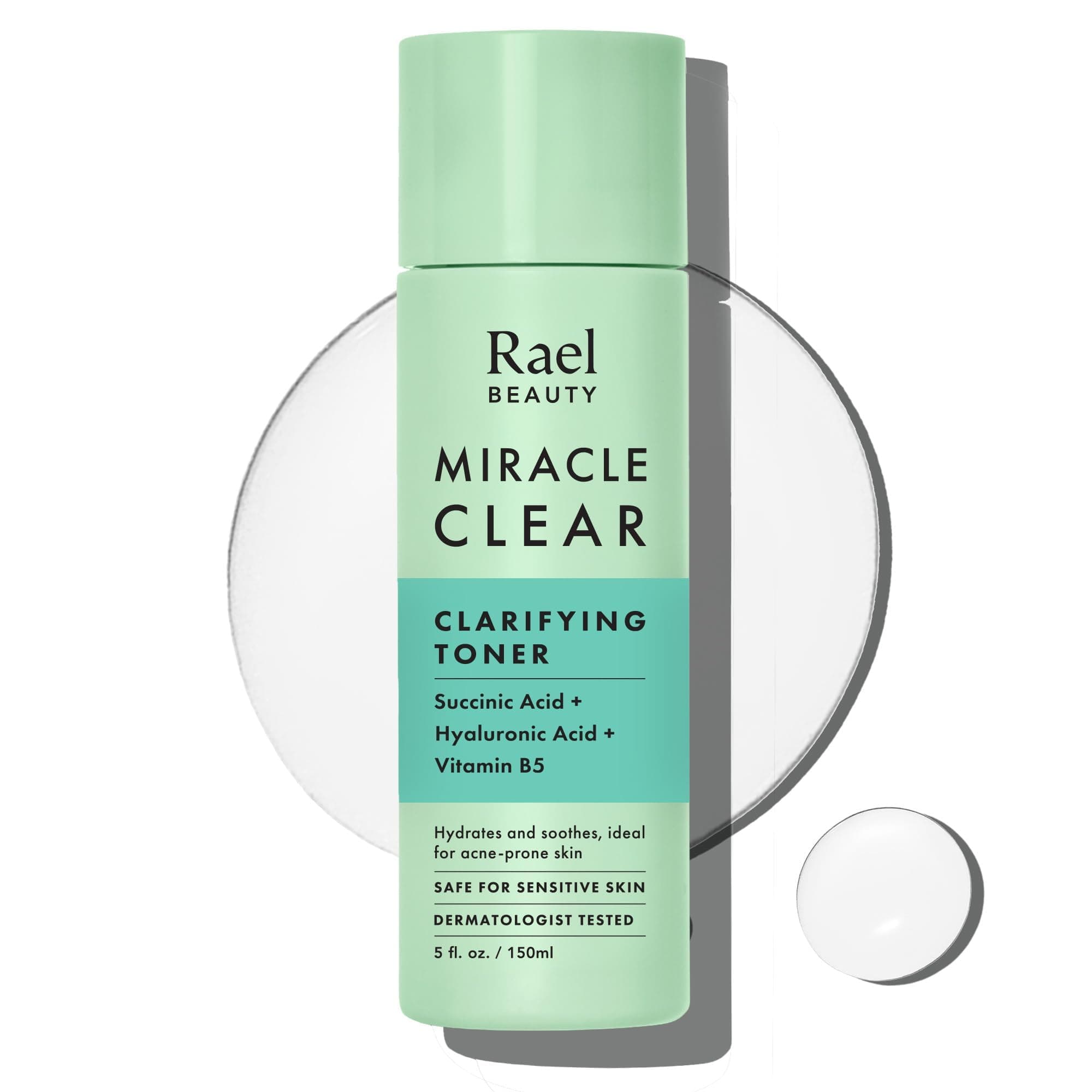 Miracle Clear Clarifying Toner for Face - Acne Prone Sensitive & Oily Skin, Pore-Refining, Korean Skincare, Succinic Acid, Vitamin B5, Vegan, Cruelty Free (150ml)