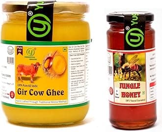 Pure Natural A2 Milk Shudh Desi Gir Cow's Ghee -500 Ml + Raw Honey 350 GMS Combo Set