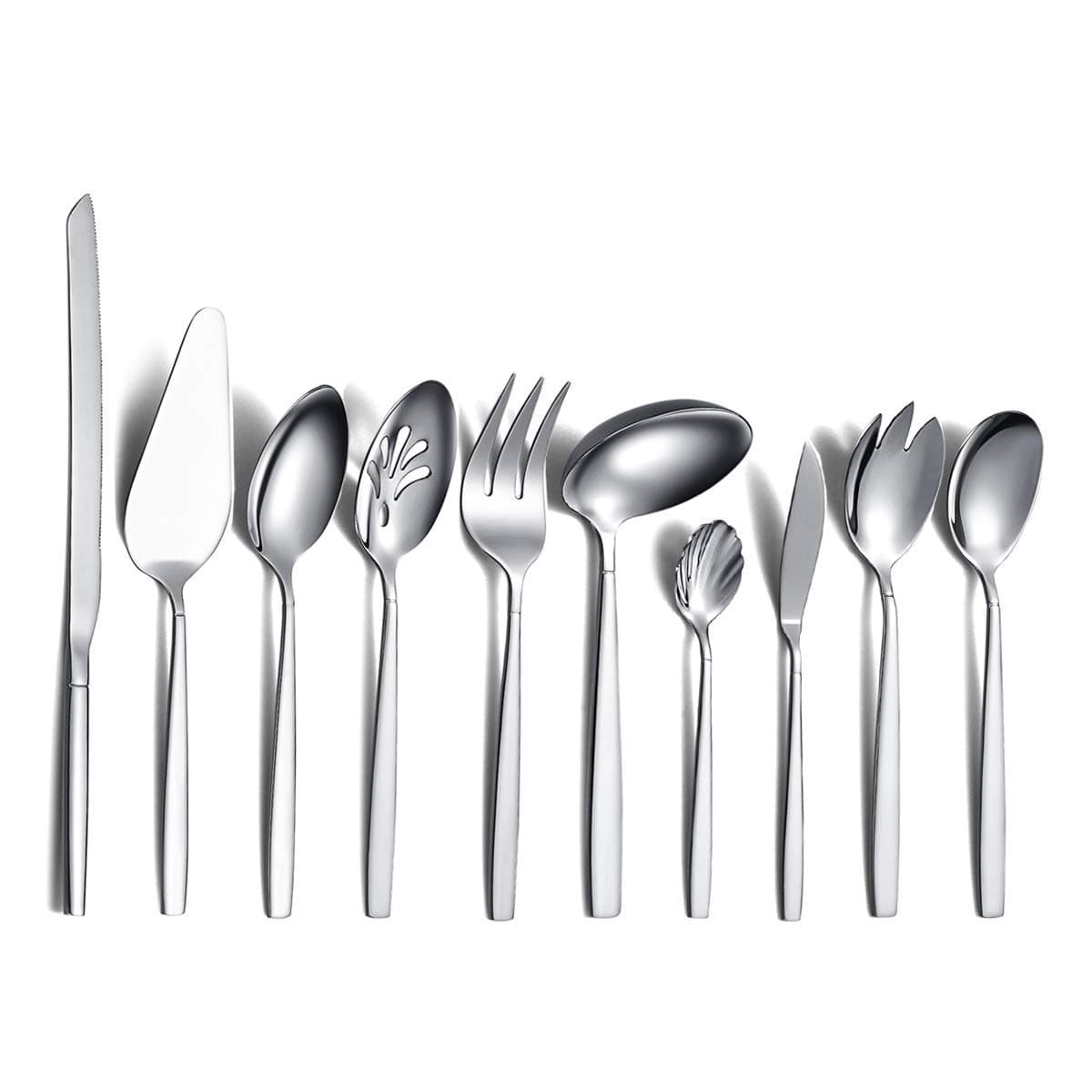 Silverware Serving Set 10 Pieces, Berglander Stainless Steel Flatware Serving Set, Silver Serving Utensil, Anti Rust (10 Pieces)