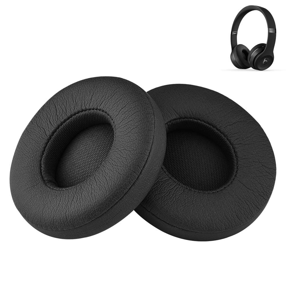 Solo 2 Memory Foam/Protein Leather Replacement Ear Cushion Earpads for Beats by Dre Solo 2 Headphone - Black