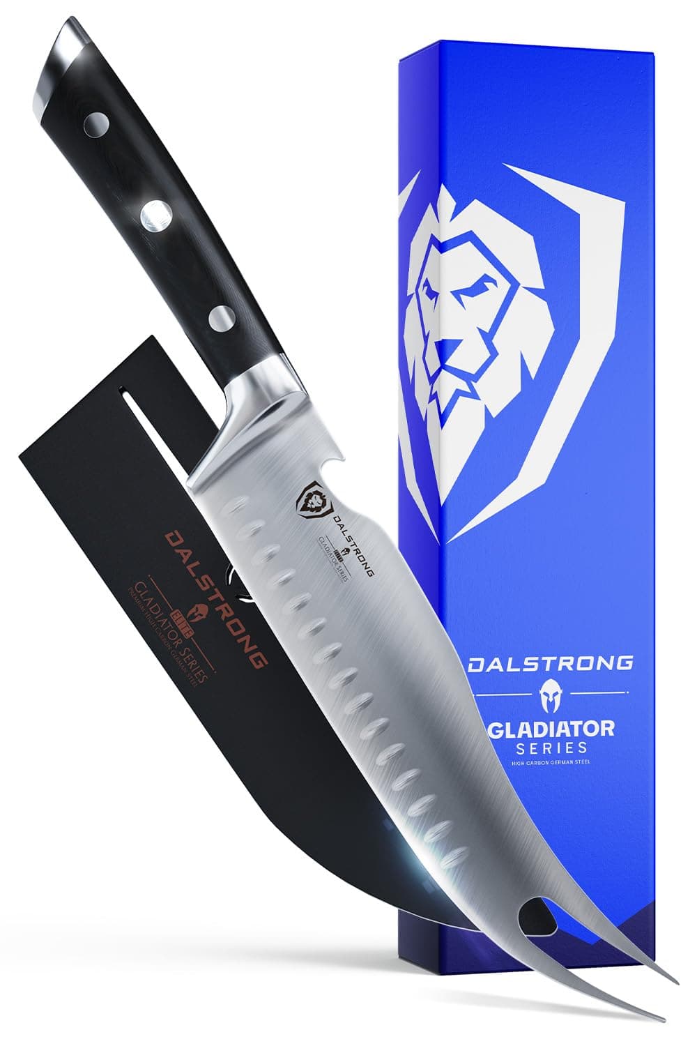 Dalstrong BBQ Pitmaster Meat Knife - 8 inch - Gladiator Series Elite - Forged High Carbon German Steel - Forked Tip & Bottle Opener - G10 Handle - Slicing Kitchen Knife - NSF Certified
