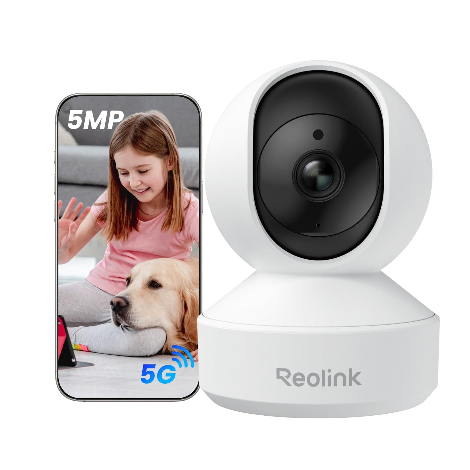 E1 Pro 2K+ 5MP Security Camera Indoor 360° Pan Tilt, CCTV Camera for Home Baby/Pet Monitor, Auto Tracking, Crying Detection, Wireless 2.4/5GHz WiFi, 2-Way Audio, Night Vision, SD & Cloud