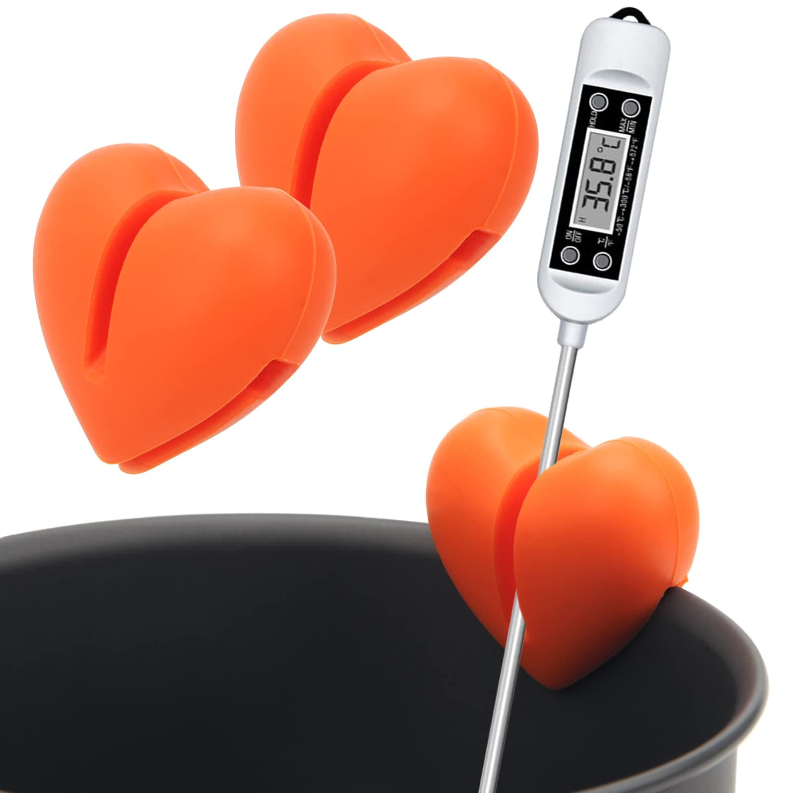 Windspeed Thermometer Pot Clip Holder(No Thermometer Include), 2Pcs Candy Thermometer Pot Clip Holder for Digital Thermometer Holder for Candle Soap Jam Candy Milk Chocolate Cooking
